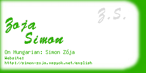 zoja simon business card